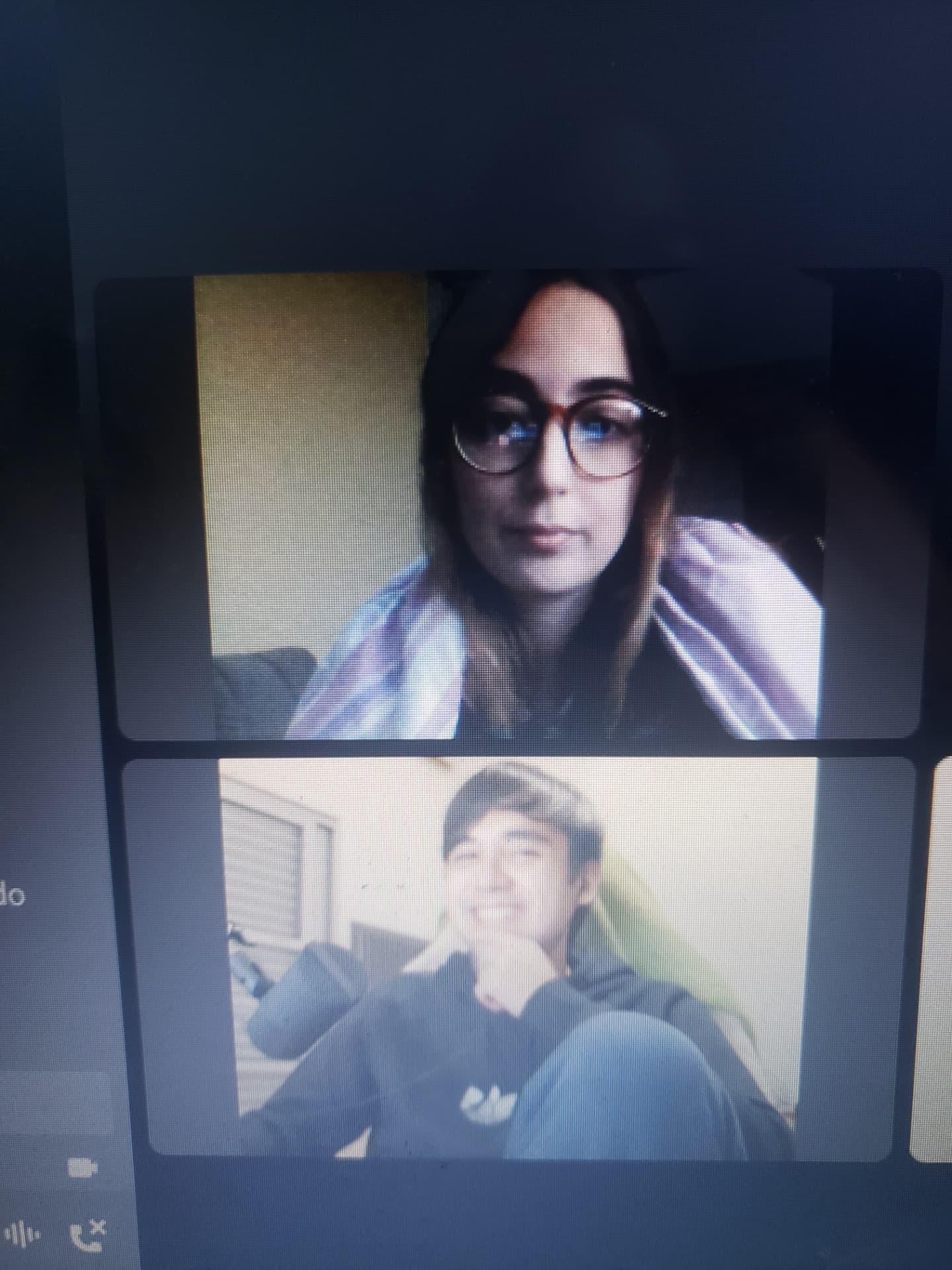 Bárbara e William na primeira chamada de vídeo